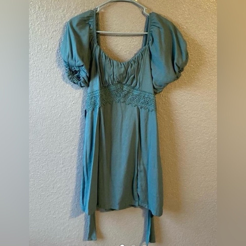 Blue Puff Sleeve Dress
